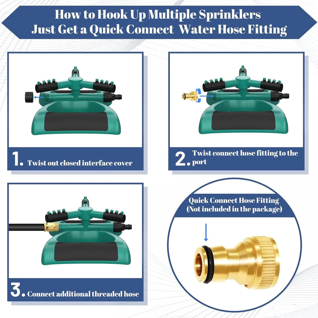 360° Rotating Lawn Garden Sprinkler | 3-Arm 12-Nozzle – Dubai UAE