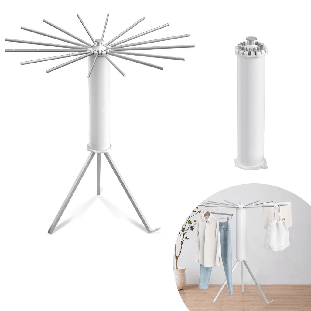 Foldable 360° Rotating Clothes Drying Stand – 2-Tier Aluminum Rack
