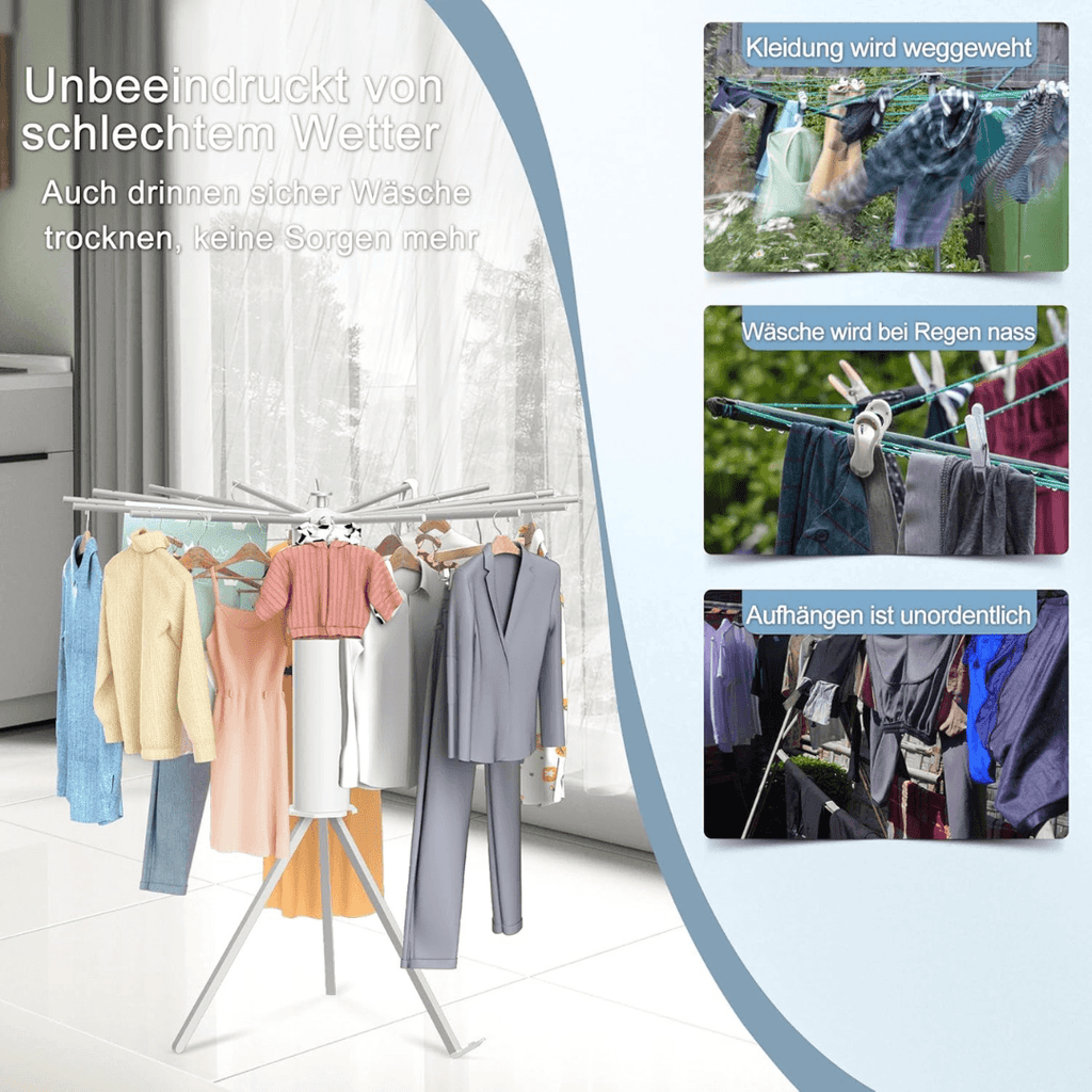 Foldable 360° Rotating Clothes Drying Stand – 2-Tier Aluminum Rack