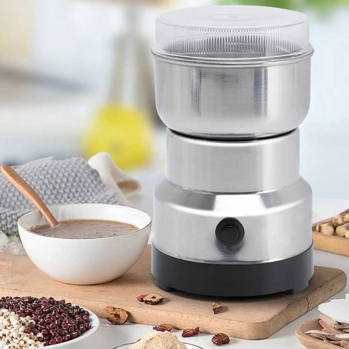Stainless Steel Electric Grinder – One-Click Coffee, Spice & Grain Grinder