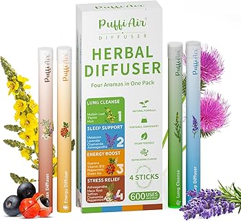 PuffiAir Herbal Diffuser – 4-in-1 Herbal Aromatherapy Sticks (Pack of 4)