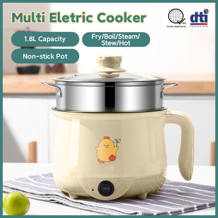 Electric Mini Cooking Pot with Lid – 1.5L Portable Hot Pot for Noodles, Soup & More