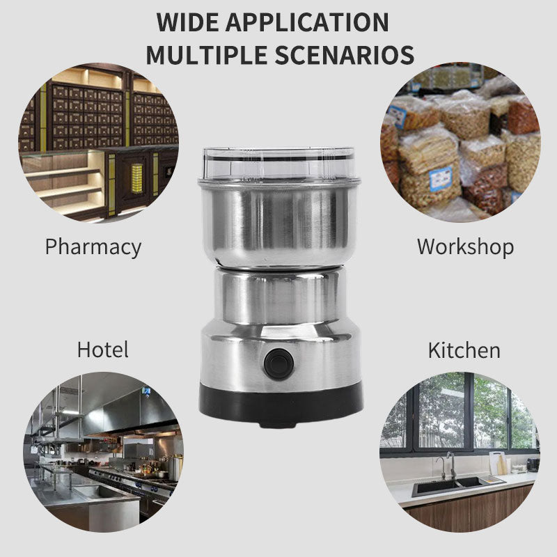 Stainless Steel Electric Grinder – One-Click Coffee, Spice & Grain Grinder
