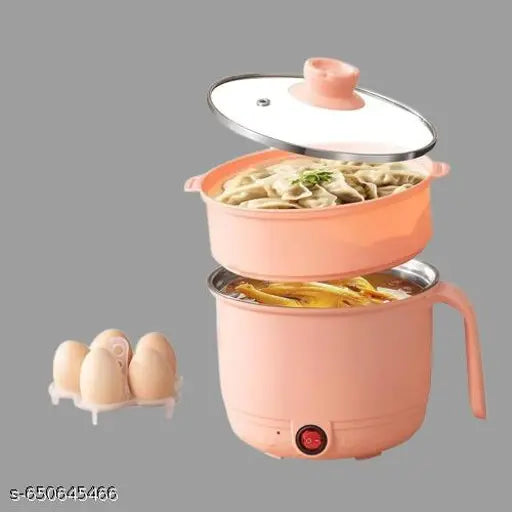 Electric Mini Cooking Pot with Lid – 1.5L Portable Hot Pot for Noodles, Soup & More